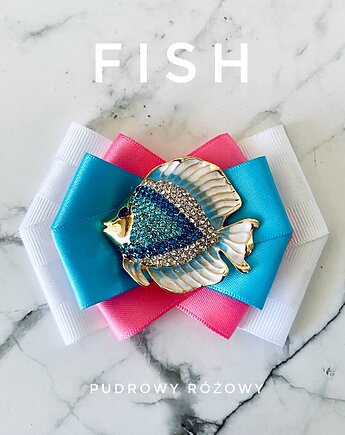 Brosza z Kolekcji FISH z Rybką wysadzaną kryształkami, Pudrowy Różowy