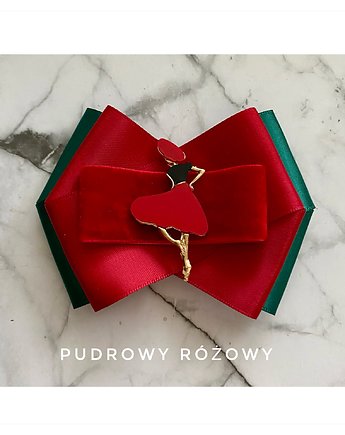 Czerwona Brosza  z Damą NEW, Pudrowy Różowy
