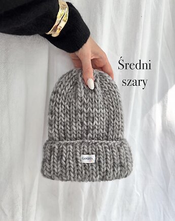 Czapka Lily 100% wełna *średni szary*, GANGSTA KNIT