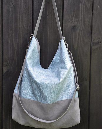 Torba hobo XL - a'la jeans (tkanina drukowana), PRACOWNIA 166