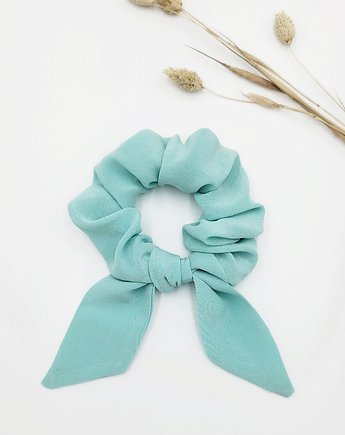 Scrunchie/frotka jedwab Mint bow, wu handmade