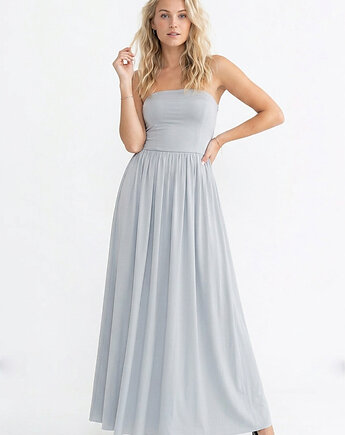 Elegancka sukienka koktajlowa maxi bez ramiączek - M1344, FIGL