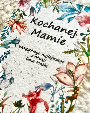 Kartka z nasionami kwiatów na Dzień Matki - papier czerpany, Blask Natury