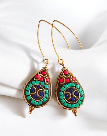 PREMIUM: kolczyki z korali tybetańskich: długie, kaktusia