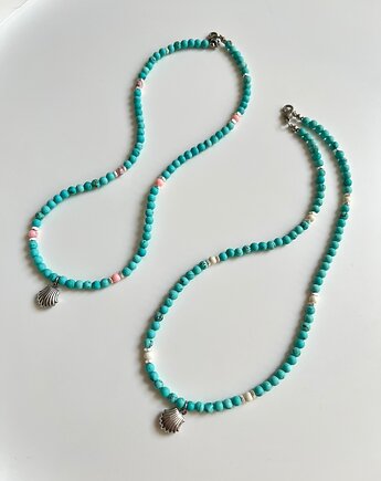 Naszyjnik Brea z howlitem, hematytem i zawieszką muszelką, Volie Line