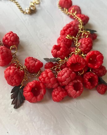 Ręcznie Robiony Naszyjnik Malina z Gliny Polimerowej, MariaPolymer