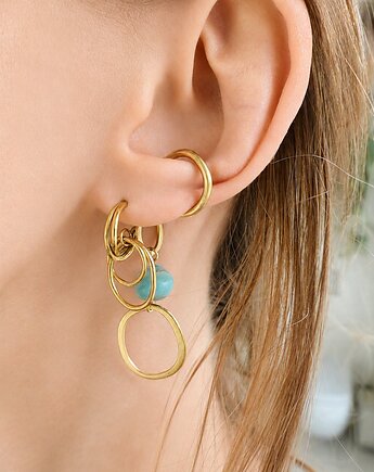 Mosiężna nausznica z amazonitem, Jasminum Jewelry