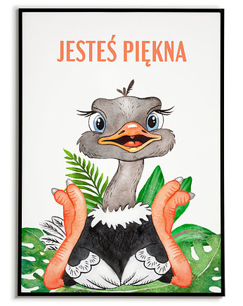 PLAKAT  ZWIERZĄTKA struś dla dziewczynki, Bajkowe Obrazki