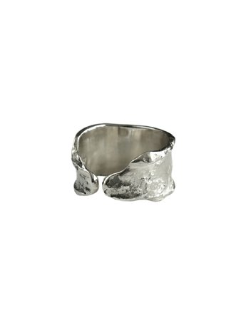Surowy pierścionek srebrny Lawa szeroki, Bellamente