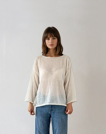 CLOUDY sweter cream, Fiorki
