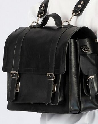 Torba i tornister skórzany vintage 2w1 czarny BR91, Belveder