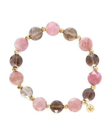 Bransoletka z pudrowo brązowych kamieni - Wersja Pozłacana, Kulka Bransoletki