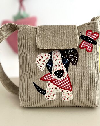 Sztruksowa torebka z wesołym szczeniaczkiem, Limpopo