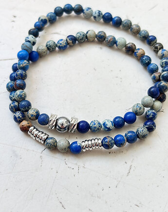 Zestaw męskich bransoletek Jaspis Cesarski Granat, Chmolowska Jewellery