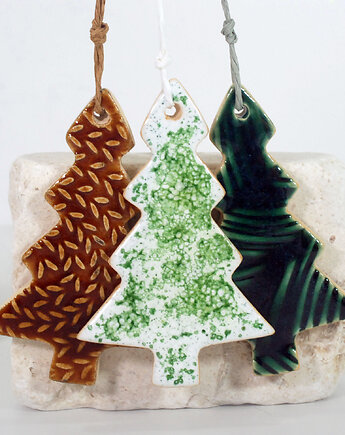 Ceramiczne choinki - komplet ozdób choinkowy, 10FingersArt