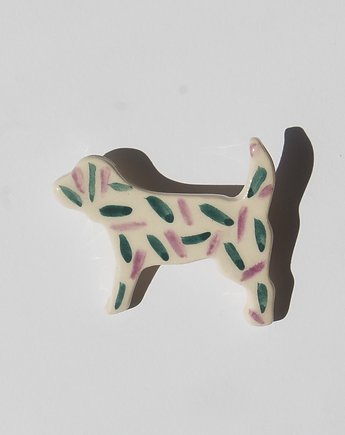 Ceramiczna broszka pies ciapki konfetti, m2k studio