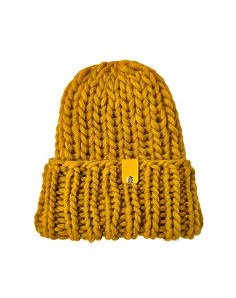 Wełniana czapka zimowa WOOLY miodowa, sploteka