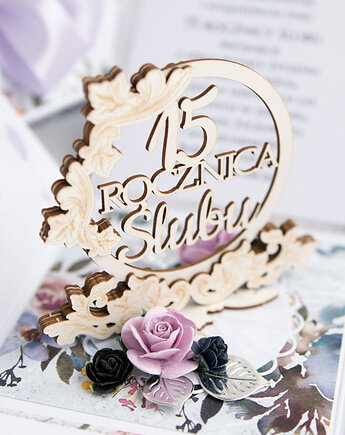 15 rocznica ślubu, kryształowe gody, exploding box, kartka 3d, Papiernik