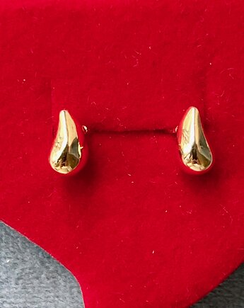 Kolczyki srebrne 925 pozłacane łezki na sztyfcie, Ade Art