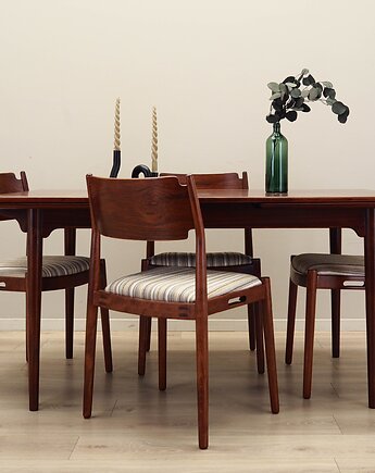 Komplet czterech krzeseł, duński design, lata 70, produkcja: Dania, Przetwory design