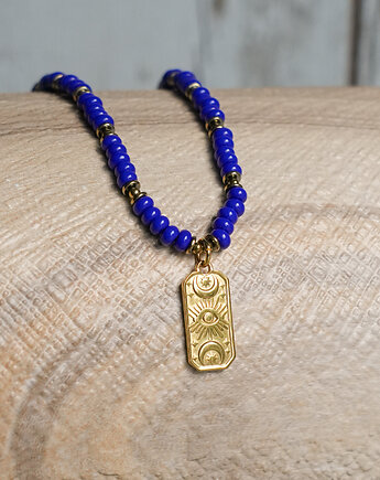 Naszyjnik kobaltowy z magiczną zawieszką lunula, AT NOON