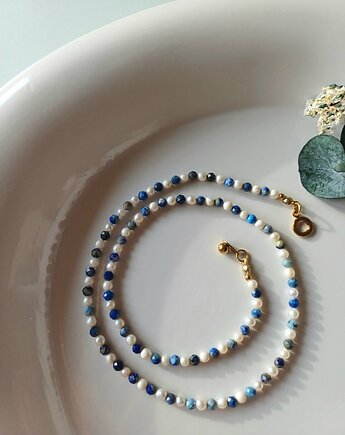 Naszyjnik perła naturalna, lapis lazuli - Heaven, s e n s e d accessories