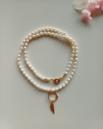 Naszyjnik perła naturalna - zawieszka  piórko, s e n s e d  accessories