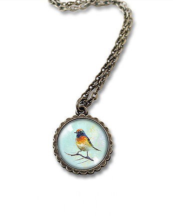 Medalion - Kolorowy ptaszek - mały, brąz, yenoo