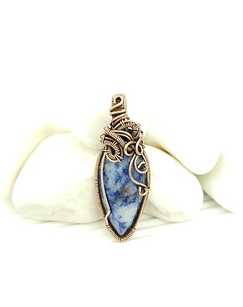 Sodalit wisiorek wire wrapping, Blue Pearl Art