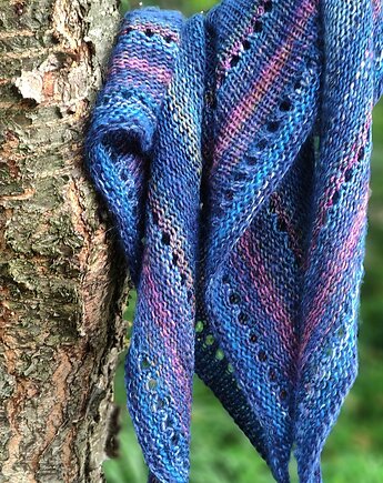 Fuksja w granacie / chusta z Noro, agat handmade
