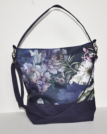 Torba  hobo XXL - print, piwonie, PRACOWNIA 166