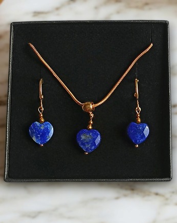 RAZEM TANIEJ! uroczy komplet: serduszko LAPIS LAZULI : wyjątkowy prezent, kaktusia