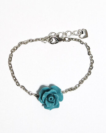 Bransoletka - Turkusowo niebieska róża - koral, yenoo