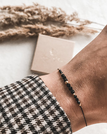 Bransoletka Moon z czarnego turmalinu na nici, Tiny Stone