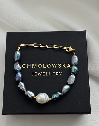 Bransoletka unikat Perły Granatowe, Chmolowska Jewellery