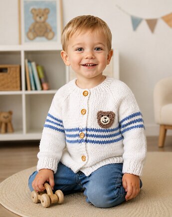 Sweter z misiem dla chłopca, OKSI_KNIT