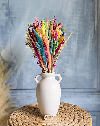 Kolorowy bukiet z suszonych kwiatów, traw i zbóż, BohoSuszki