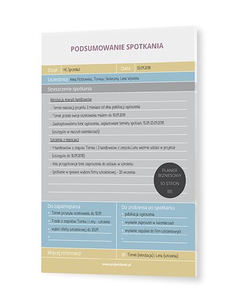 Planer Meeting Summary, Projectbook