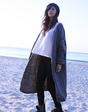 Szary sweter  Oversize z wełną, Mademoiselle Patrini
