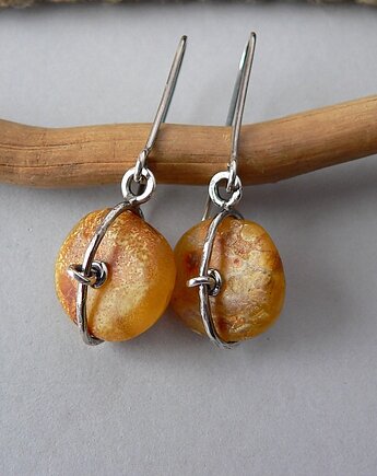 Kolczyki srebrne -bursztyny -agrafki-, Emilia Woźniak