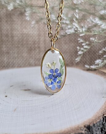 Wieczne kwiaty żywica prawdziwe kwiaty wisiorek niezapominajka, zkwiatem