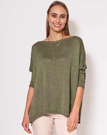 Oversize'owy sweter - SWE040 zielony MKM, MKMswetry
