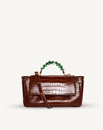 "Audrey" skóra tłoczona na wzór krokodyla z zielonym malachitem, Hedonism