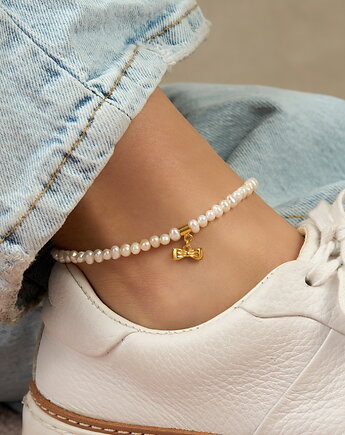 Bransoletka na nogę perły srebro 925 pozłacane, Coccola JEWELLERY