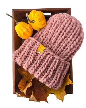 Wełniana czapka zimowa peruvian WOOLY retro róż, sploteka