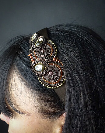 Opaska na włosy w kolorach brązu, Mró Soutache