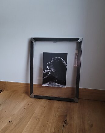Ramka stalowa duża 3, Walnut Wood and Steel decor