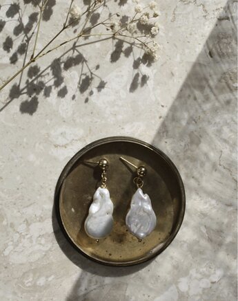 Kolczyki pozłacane z perłami barokowymi handmade, Anais Atelier