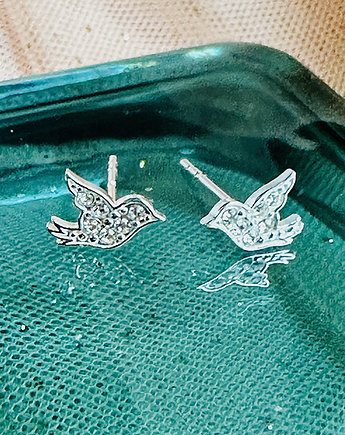 Srebrne kolczyki ptaszki,  sztyfty kolibry, Anemon Atelier