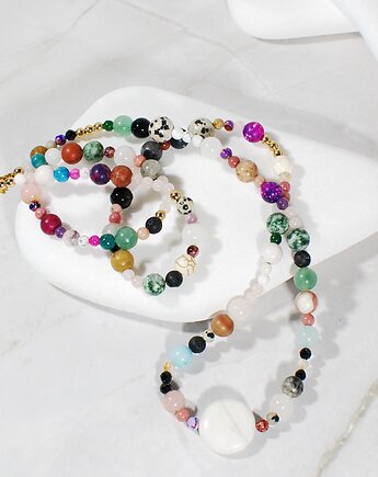 Długi naszyjnik z naturalnych kamieni oryginalny styl, Arto Teka